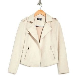 Tahari Faux Suede Crop Moto Jacket